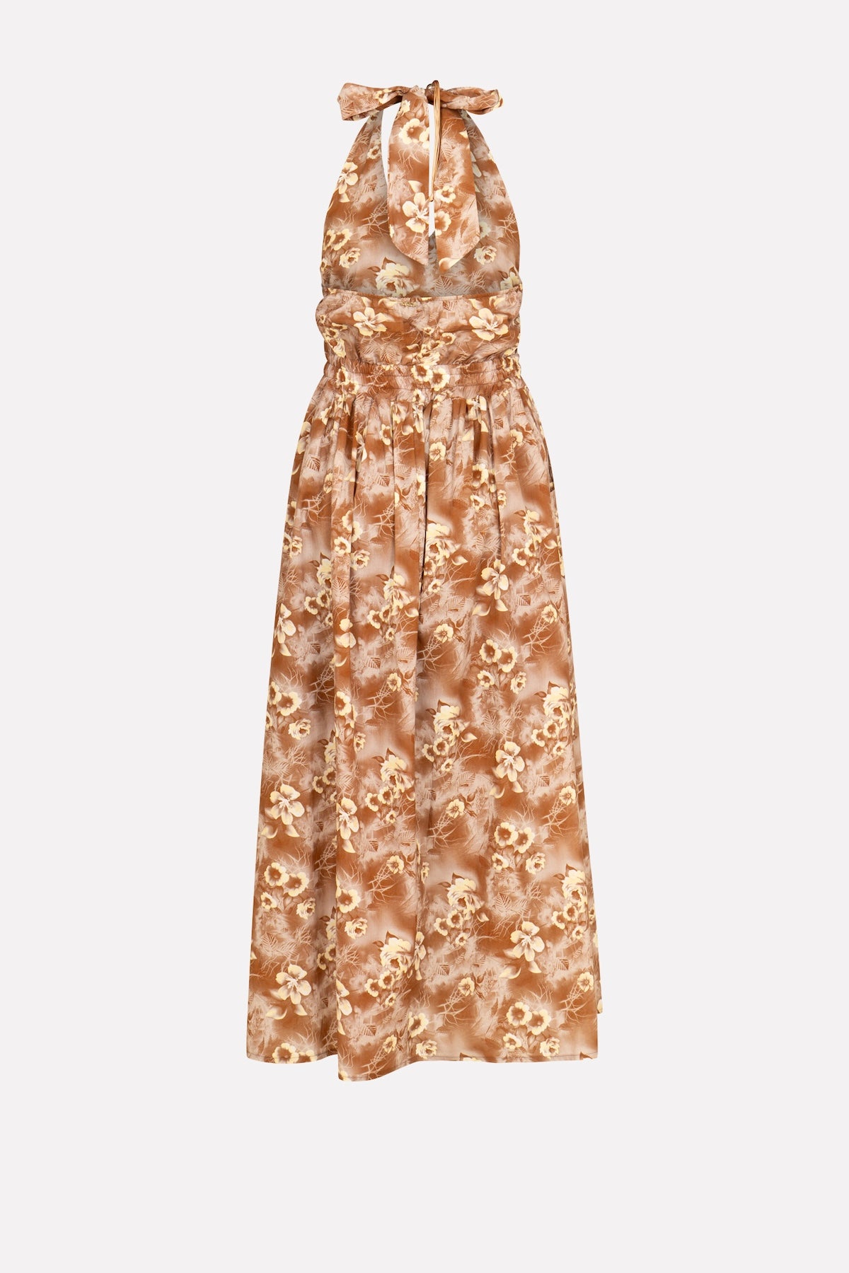 Abito fiori gonna ampia con collana No-nà