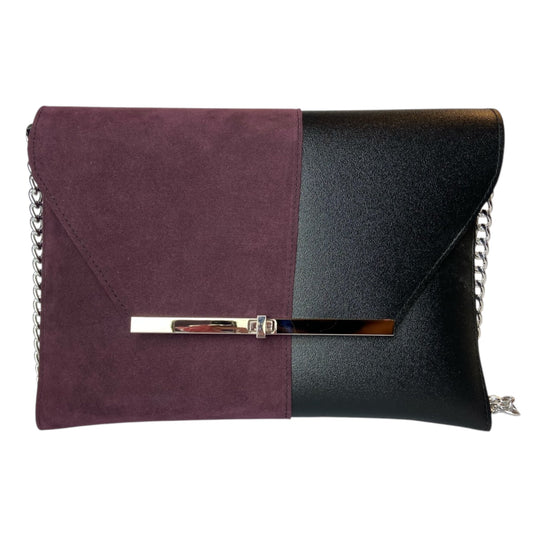 Clutch Maxi Bordeaux & Nero Satinato - Borsa donna a mano e tracolla