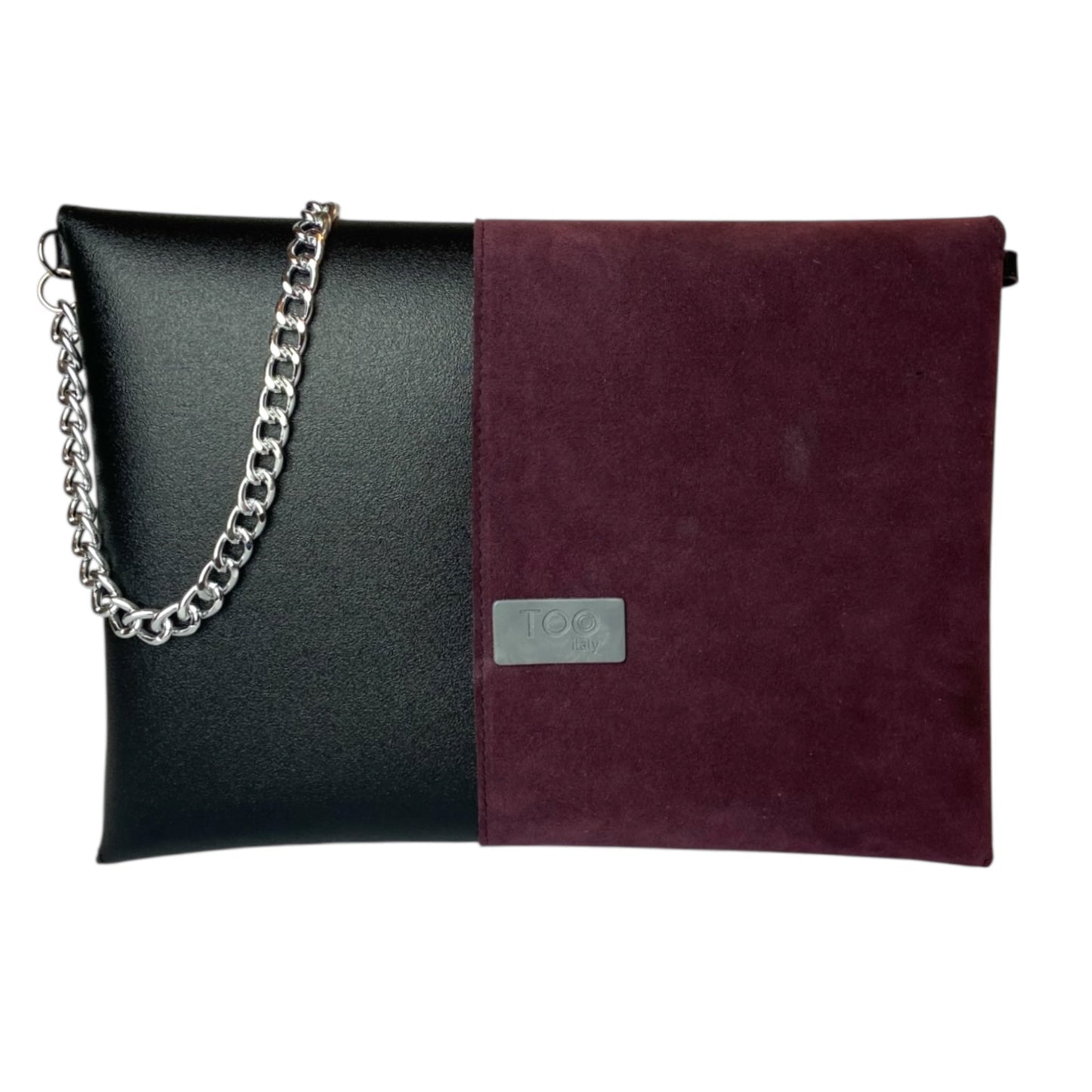 Clutch Maxi Bordeaux & Nero Satinato - Borsa donna a mano e tracolla