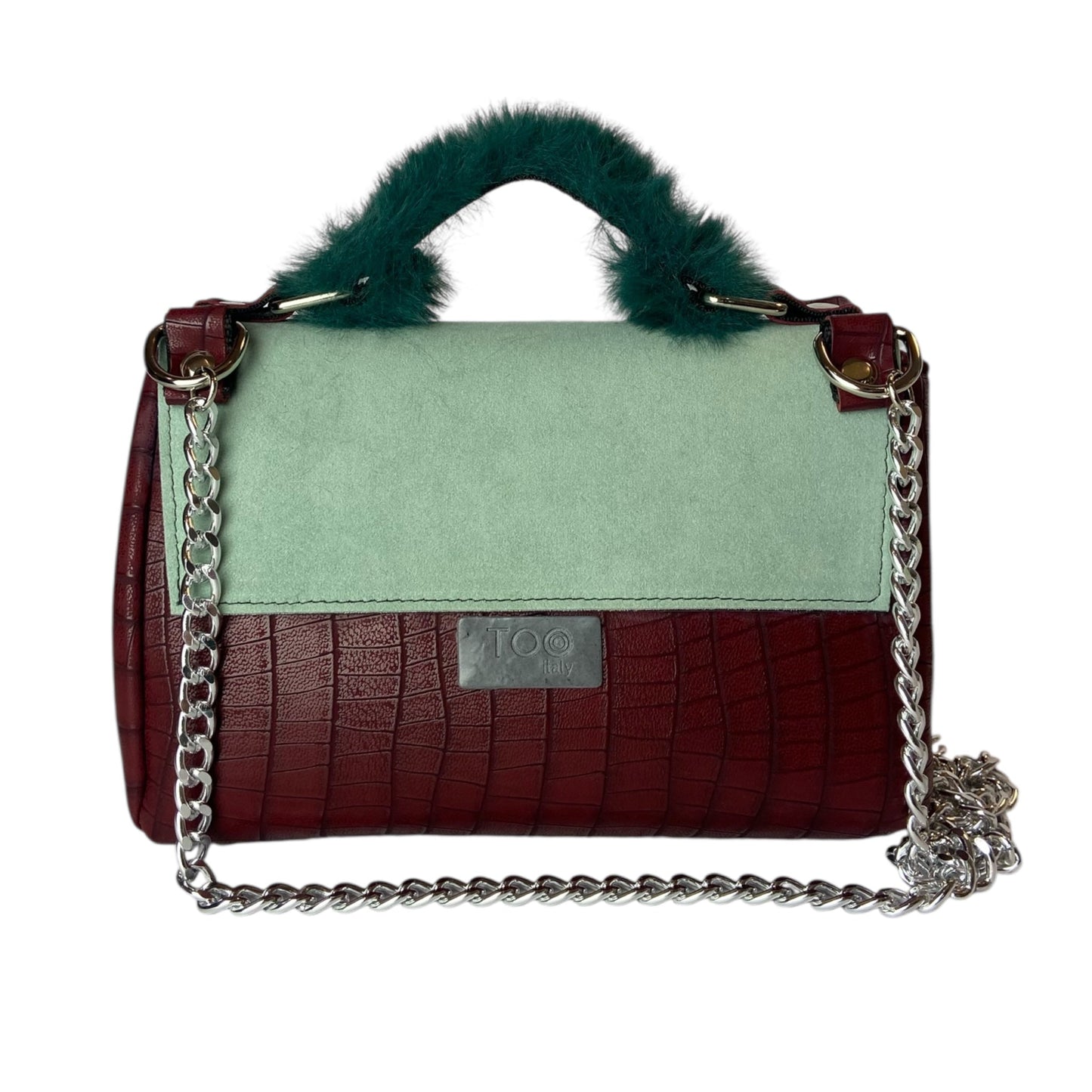 Mini Miura Bordeaux & Verde Salvia - Borsa donna a mano e tracolla