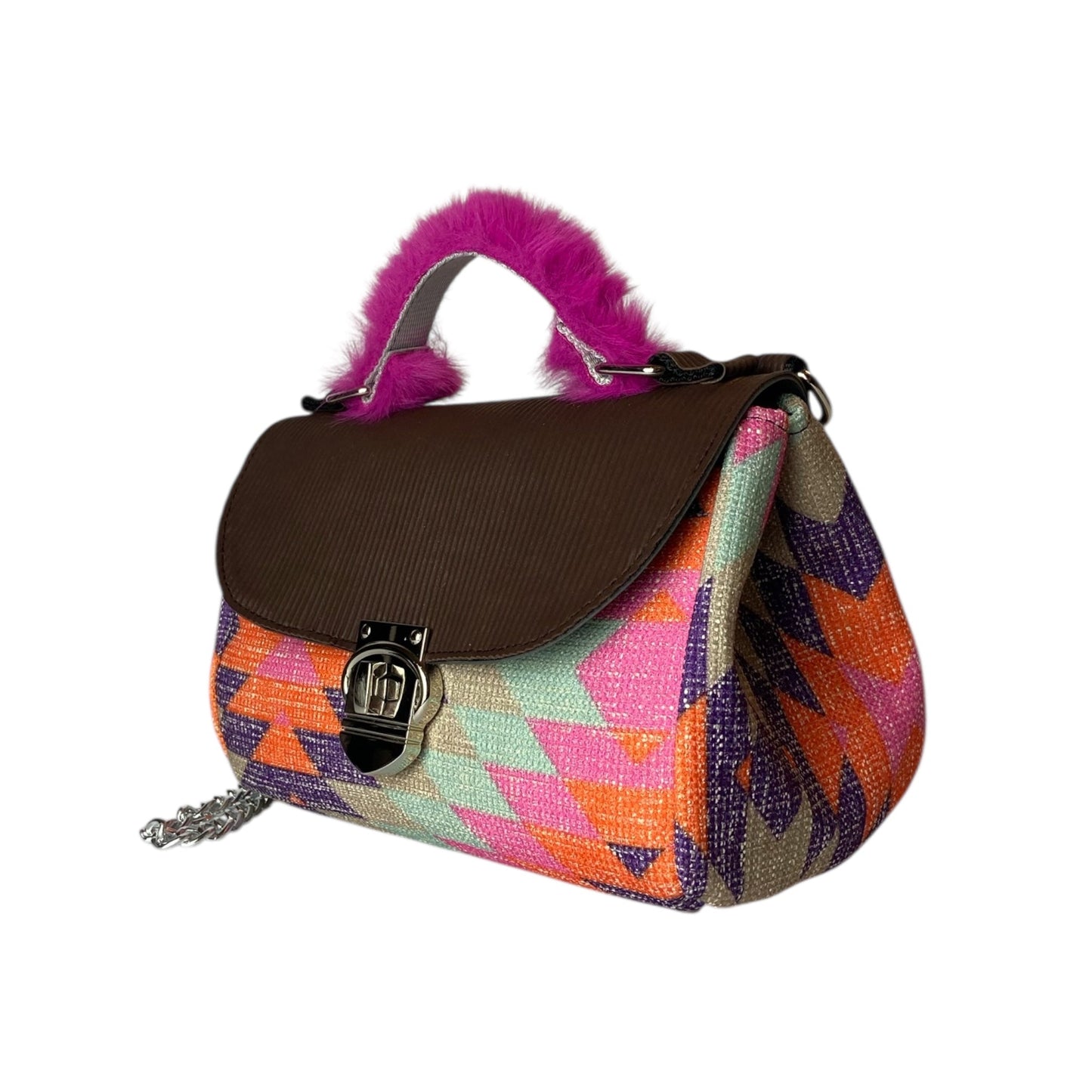 Mini Miura Fantasia Multicolor & Marrone - Borsa donna a mano e tracolla