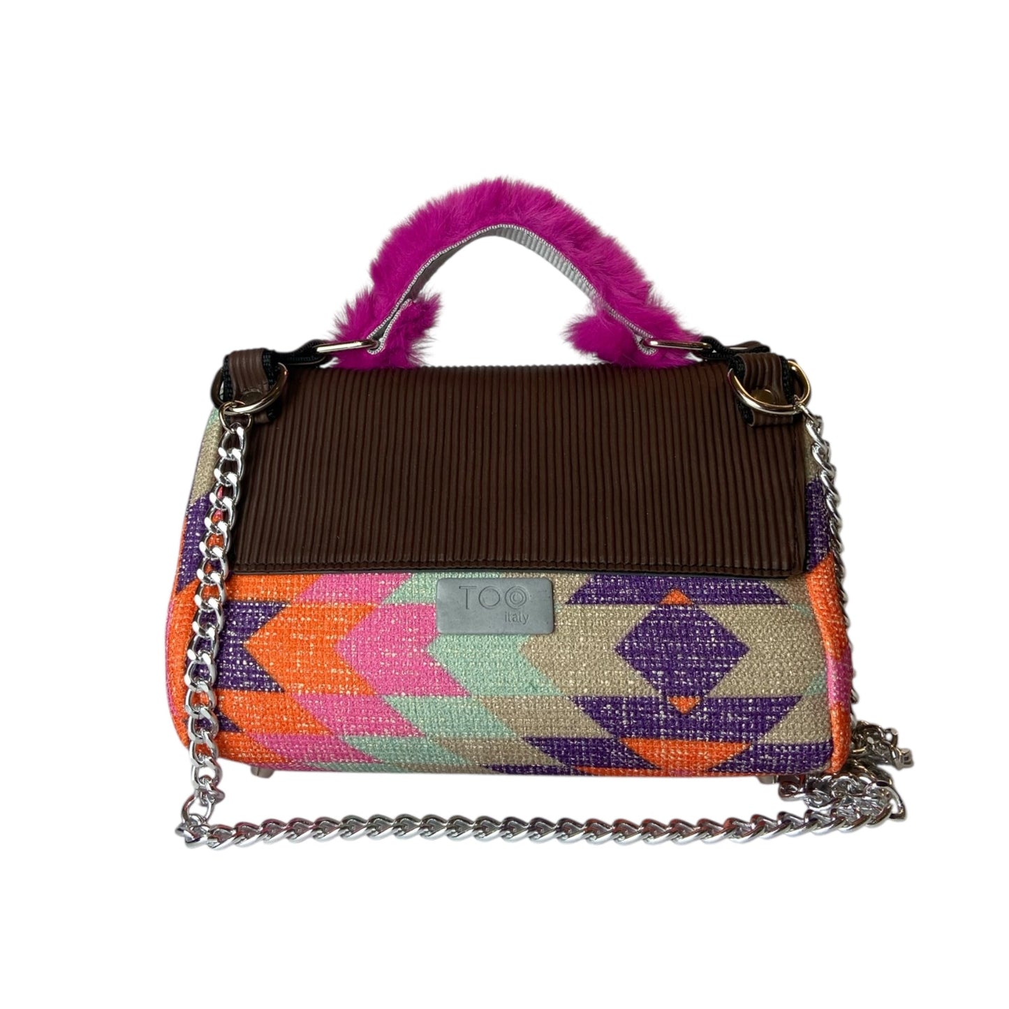 Mini Miura Fantasia Multicolor & Marrone - Borsa donna a mano e tracolla