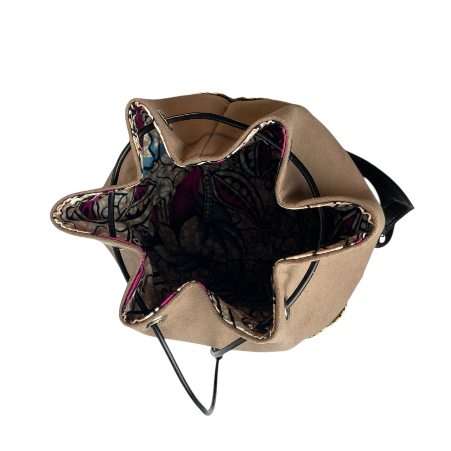 Secchiello Marrone & Pied de Poule - Borsa donna a tracolla