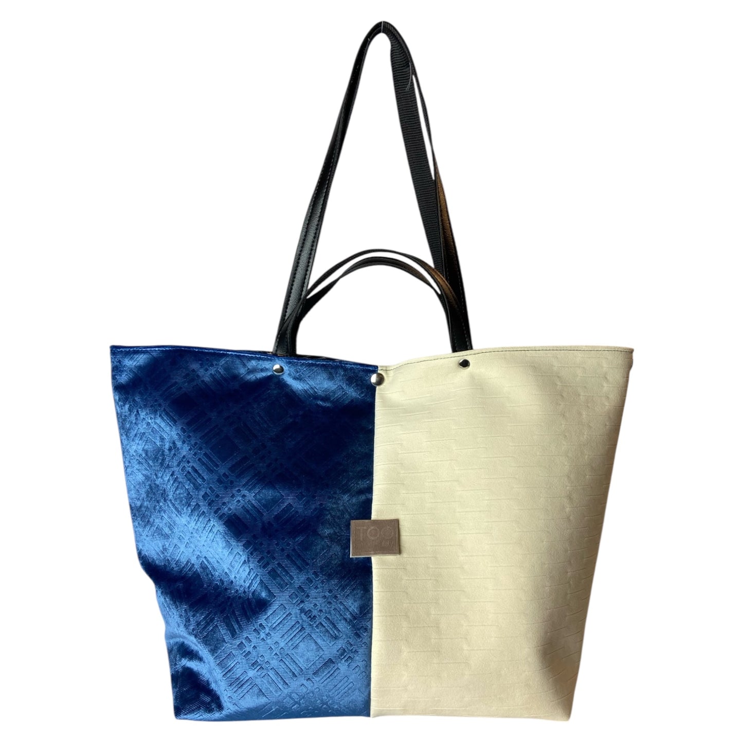 Tote Blue & Cream - Borsa donna a mano e a spalla