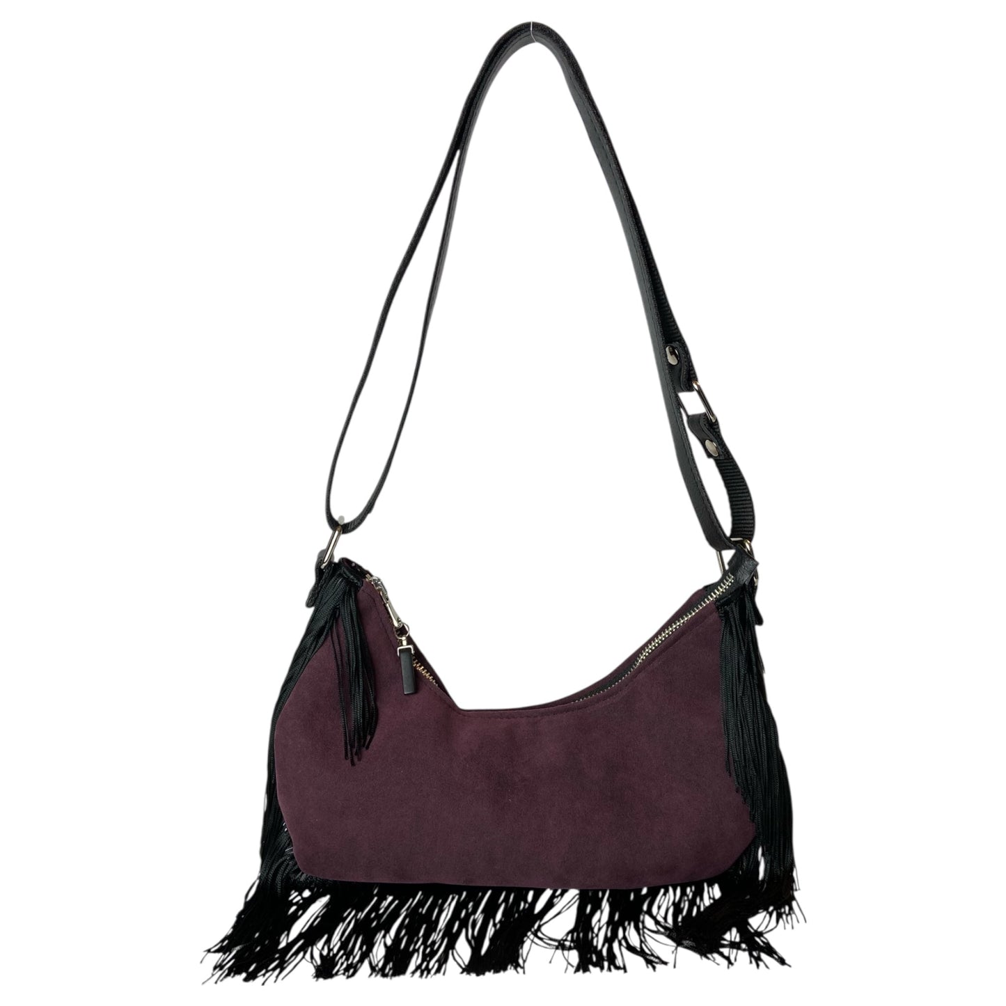 Vivienne Bordeaux Noir Frange - Borsa donna a spalla