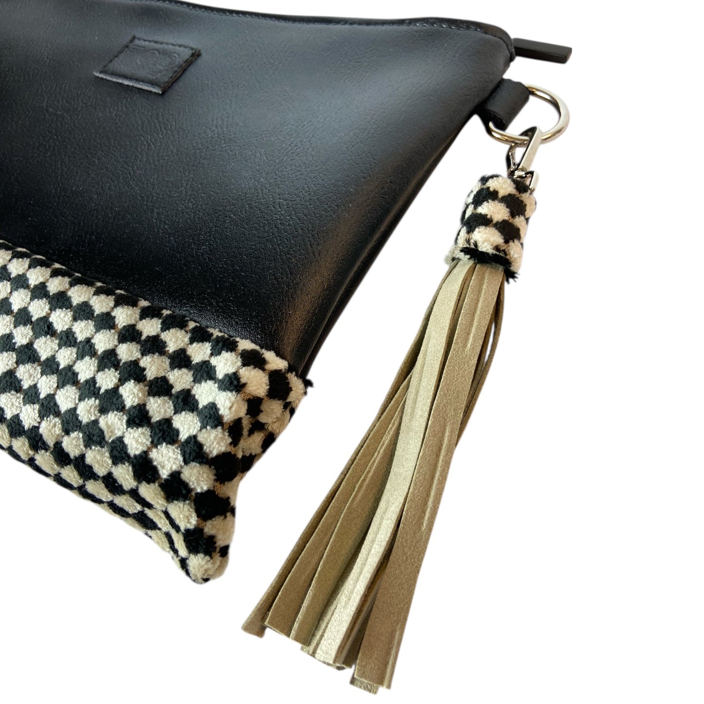 Tracollina Noir Pied de Poule - Pochette donna a mano e tracolla