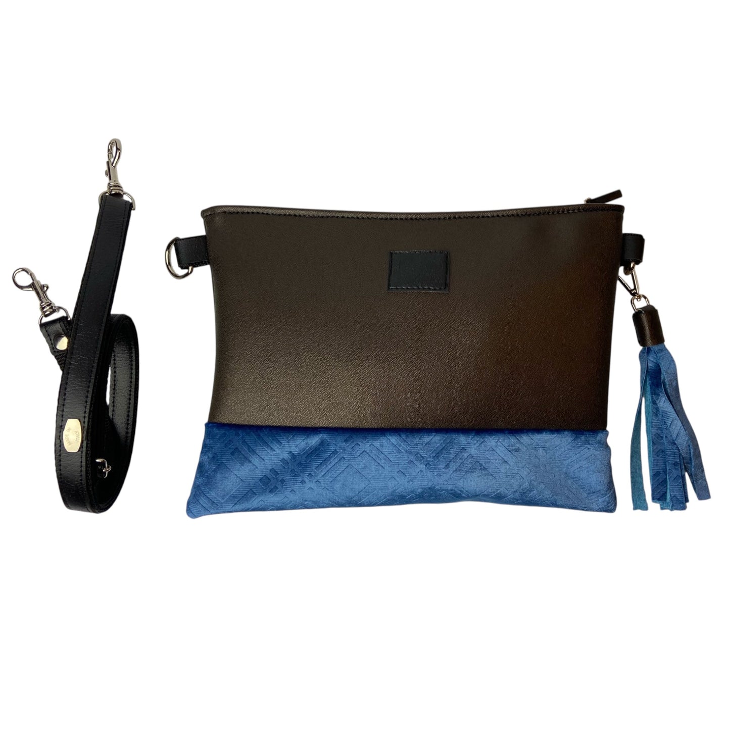 Tracollina Cioccolato & Blu - Pochette donna a mano e tracolla