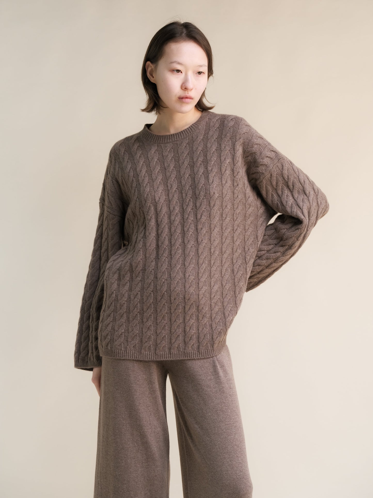 Maxi Cable-Knit Sweater in Cashmere Mix