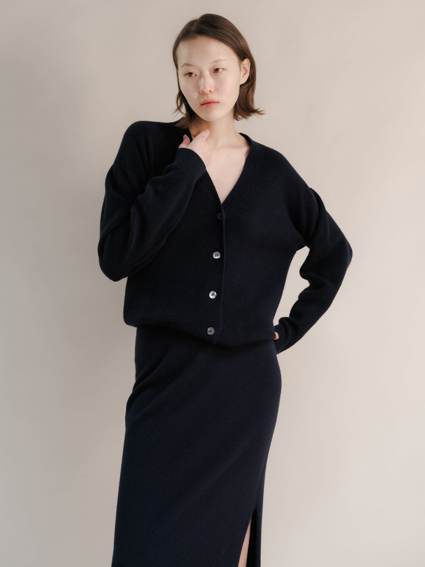 Cashmere Mix Ribbed Cardigan