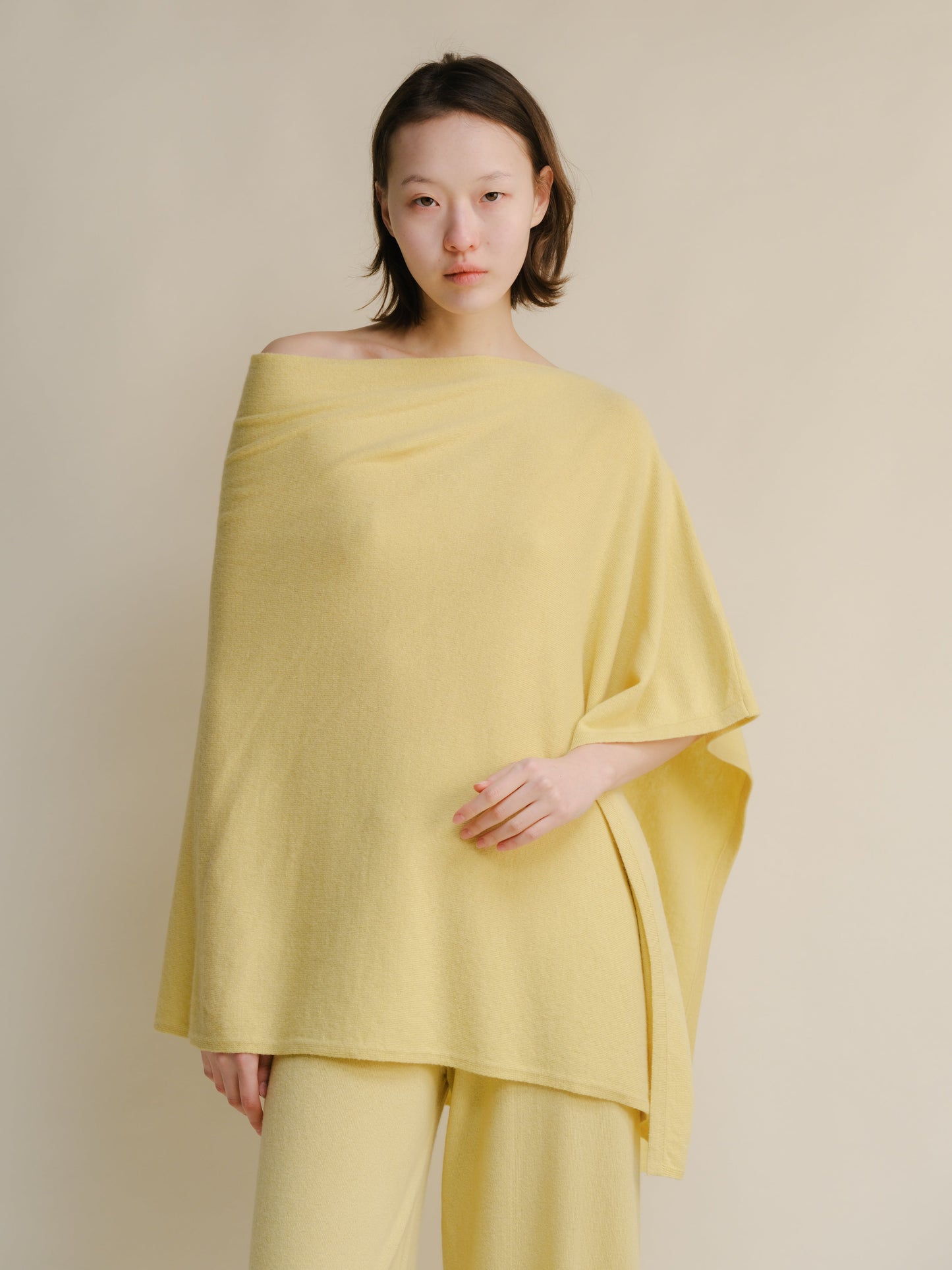 Cashmere Mix Asymmetric Poncho