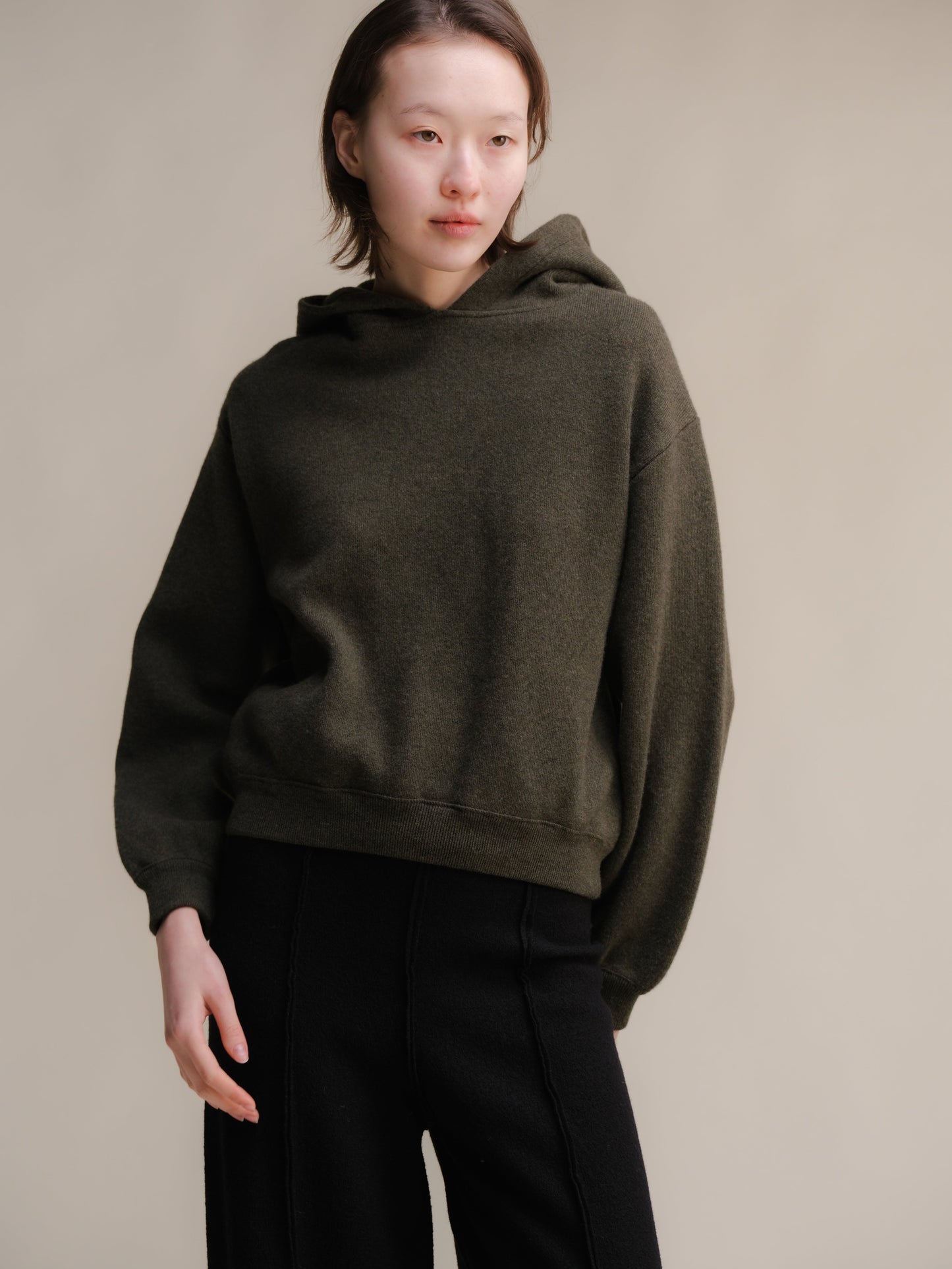 Lambswool Cropped Hoodie