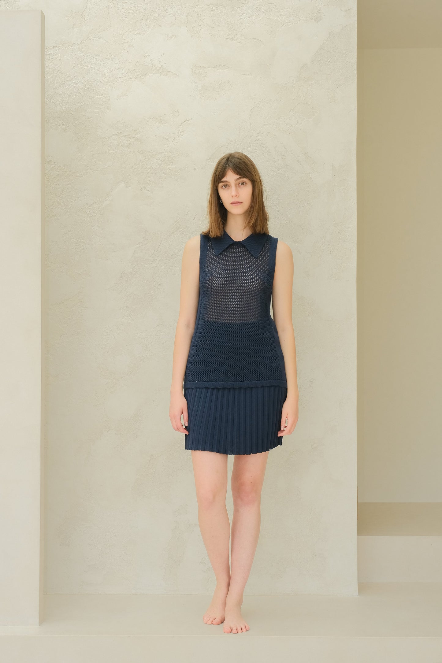 Fine Cotton Plissé Mini Skirt (3D-Knit)