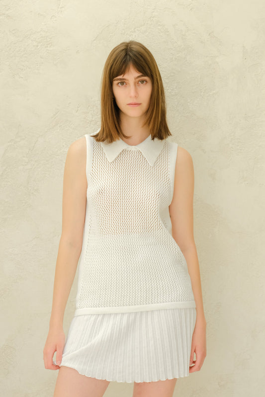 Fine Cotton Crochet Tank Polo