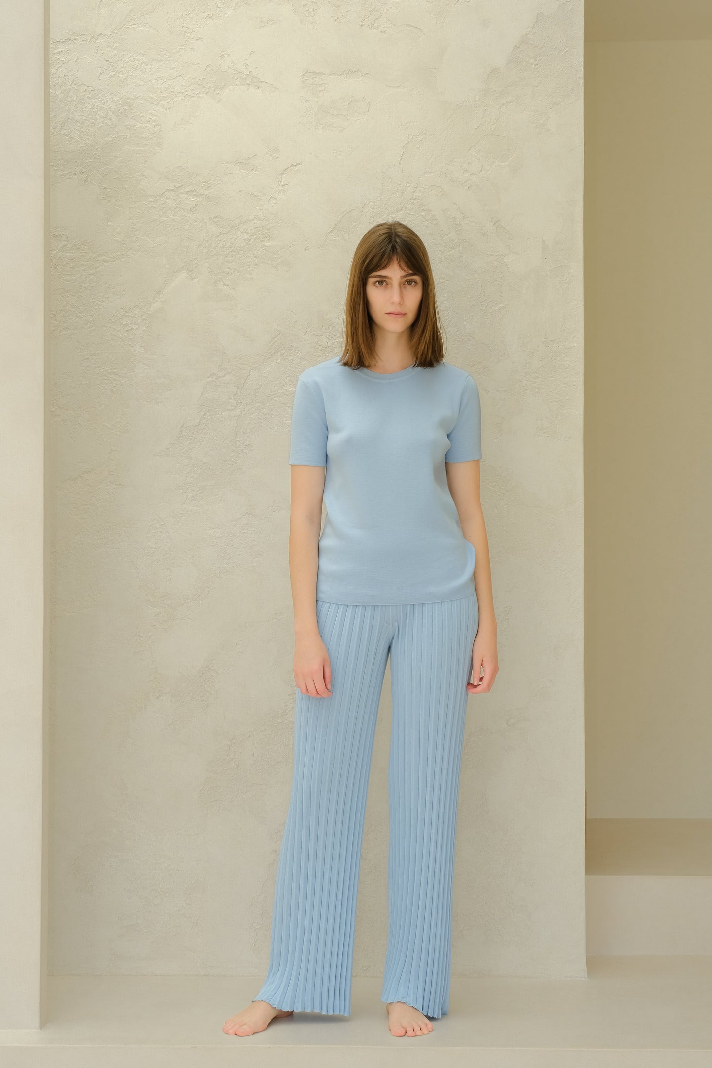 Fine Cotton Plissé Pants (3D-Knit)