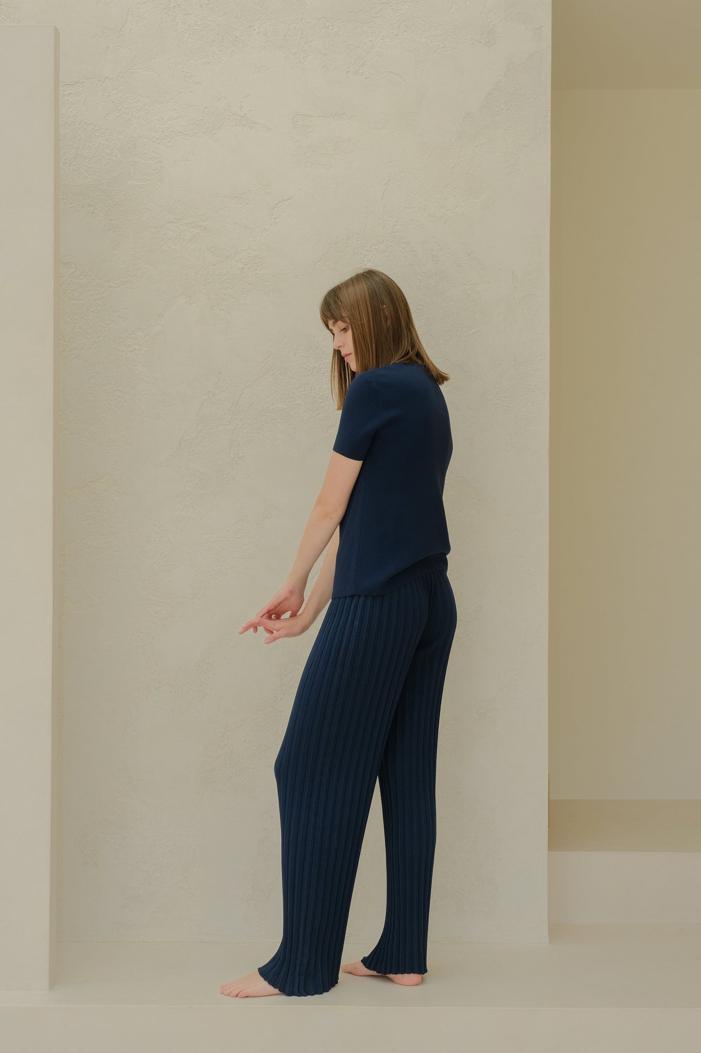 Fine Cotton Plissé Pants (3D-Knit)