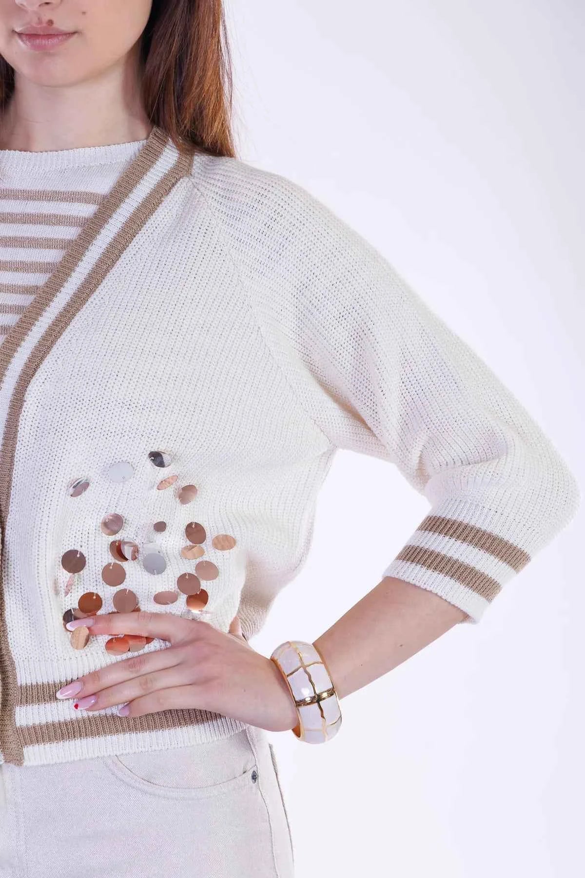Cardigan paillettes bordo contrasto No-nà