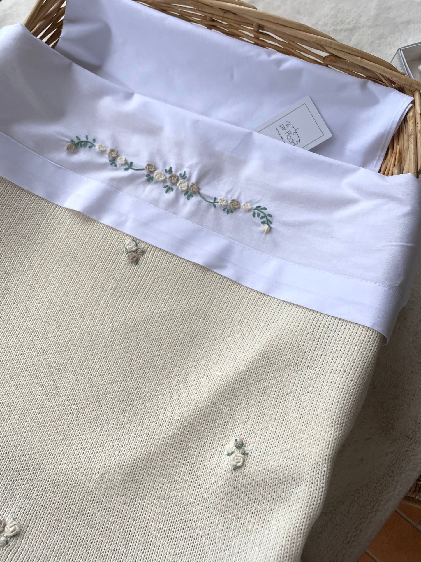 Parure lenzuola culla ricamate