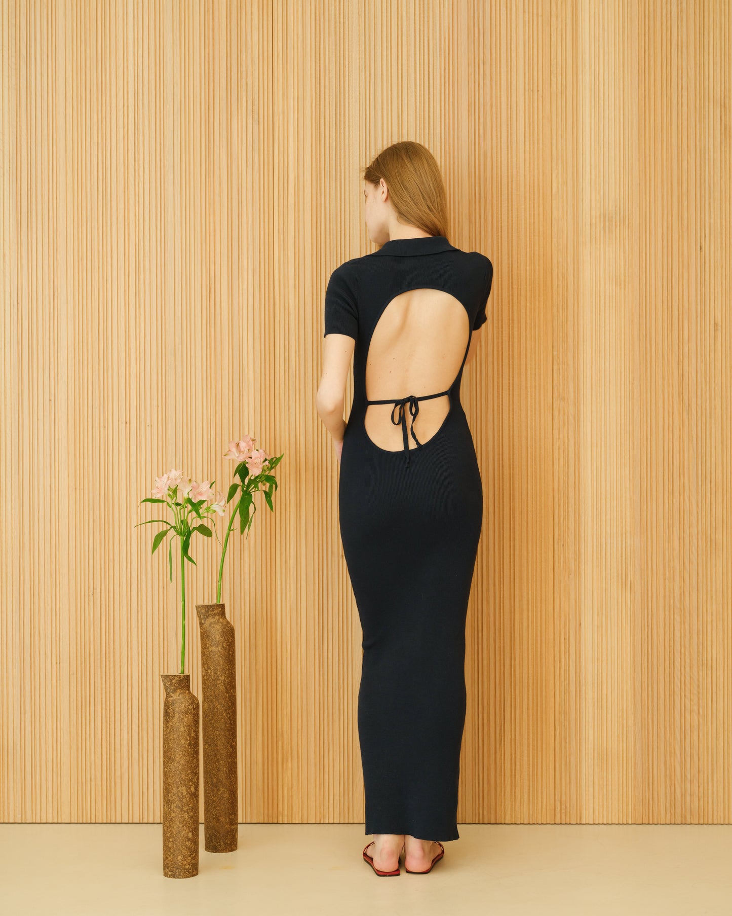 Fine Cotton Open-Back Dress