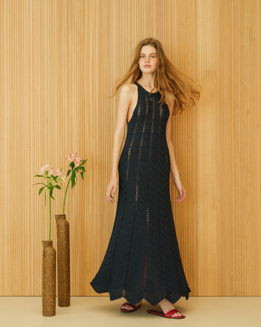 Fine Cotton Dress with Zig Zag Crochet