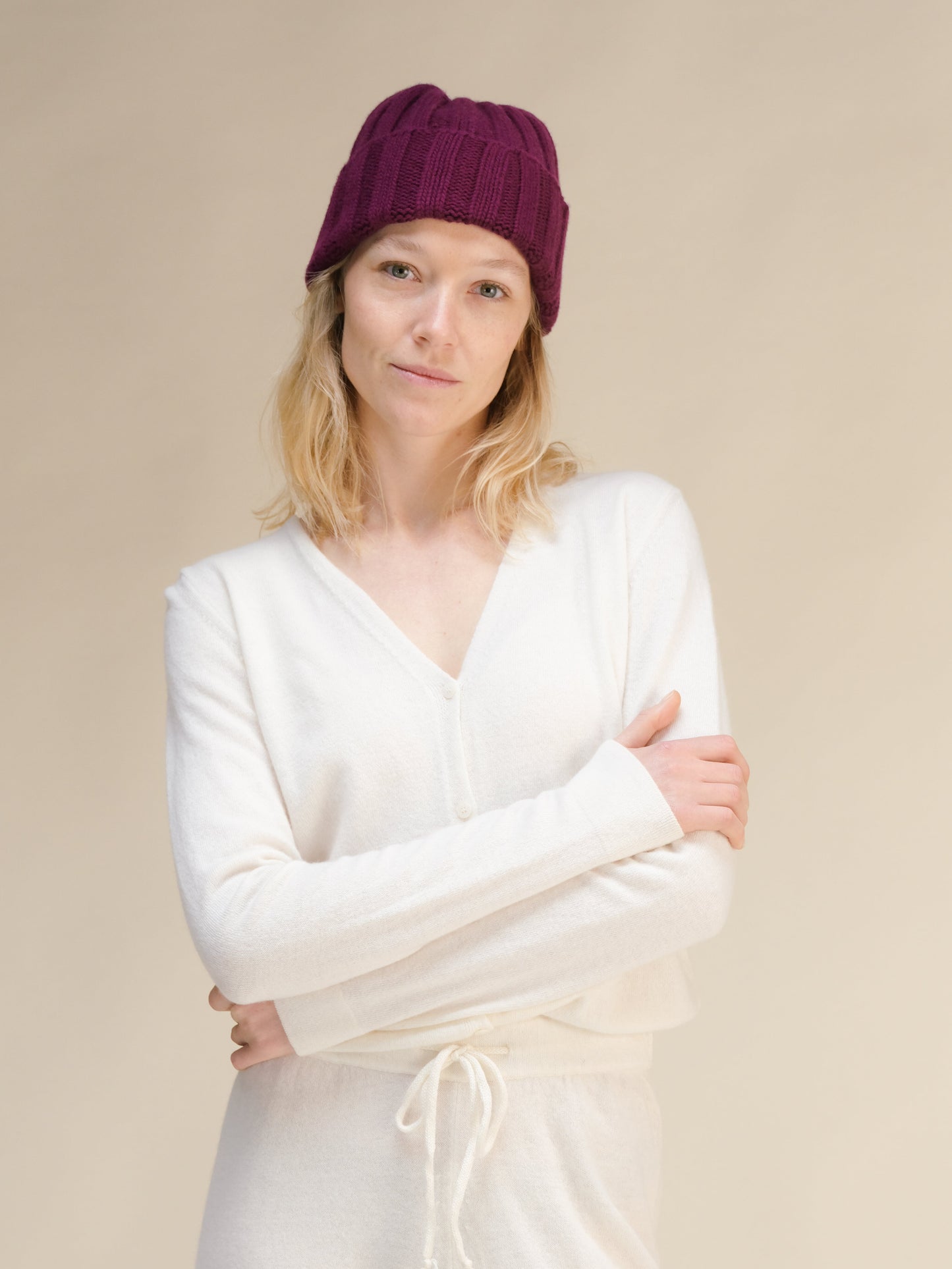 Cashmere Mix Ribbed Beanie