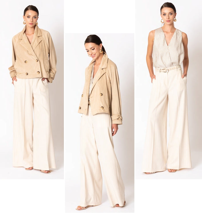 PANTALONE ampio gessato