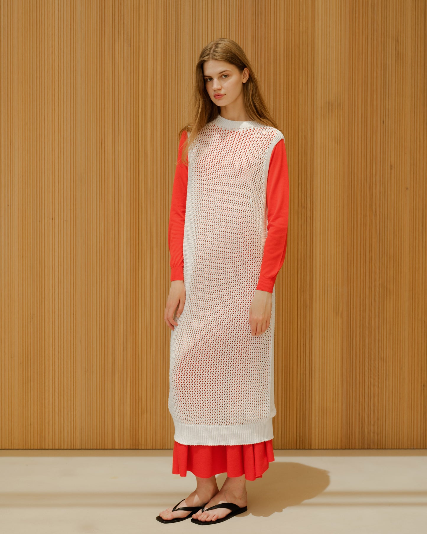 Fine Cotton Sleeveless Crochet Dress (3D-Knit)