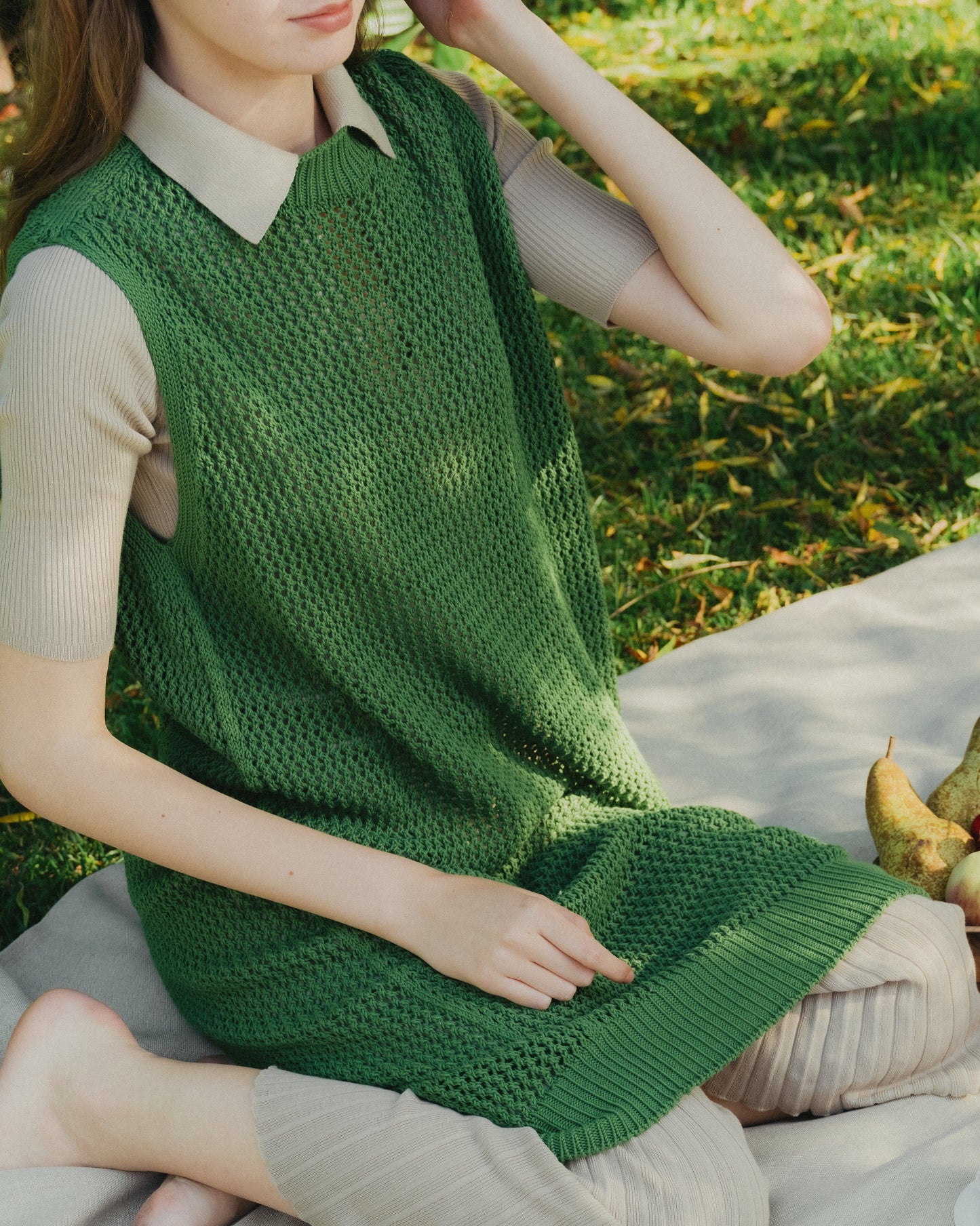 Fine Cotton Sleeveless Crochet Dress (3D-Knit)