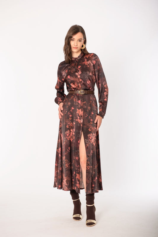 Abito chemisier fantasia sfumata con cintura No-nà