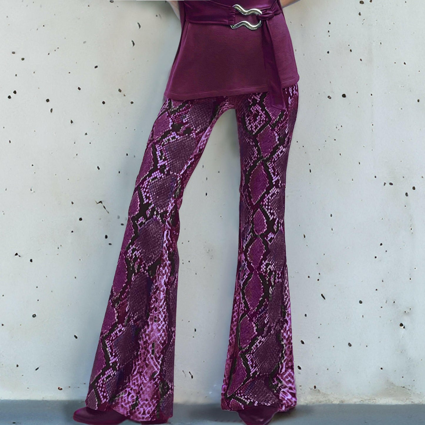 Panta Zampa Pitone Bordeaux - Glamourabbigliamentodonna