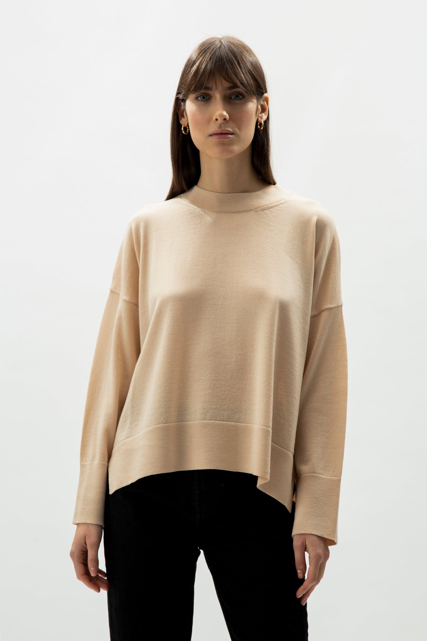 Extra Fine Merino Wool Oversized Crewneck Sweater 