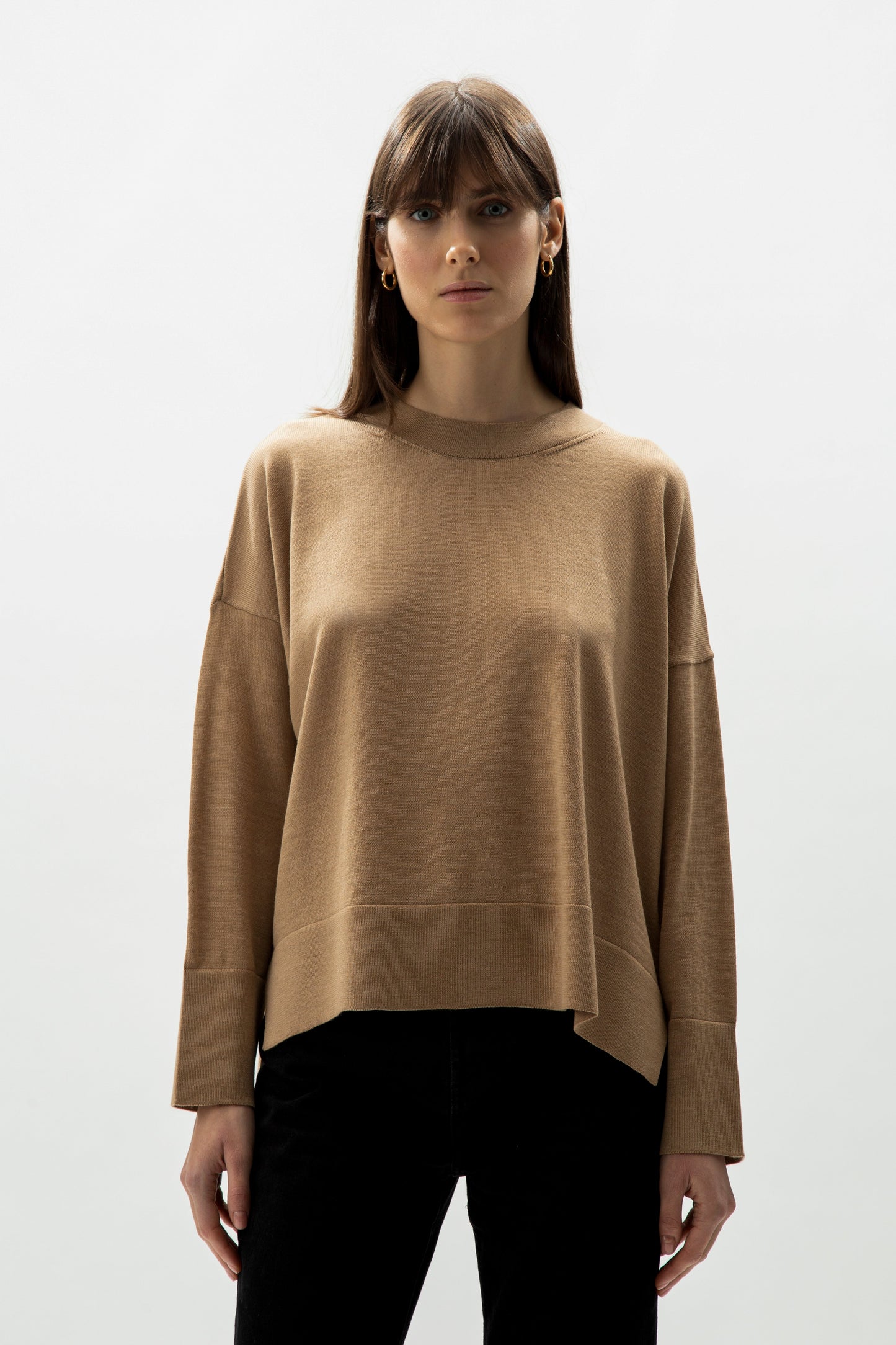 Extra Fine Merino Wool Oversized Crewneck Sweater 