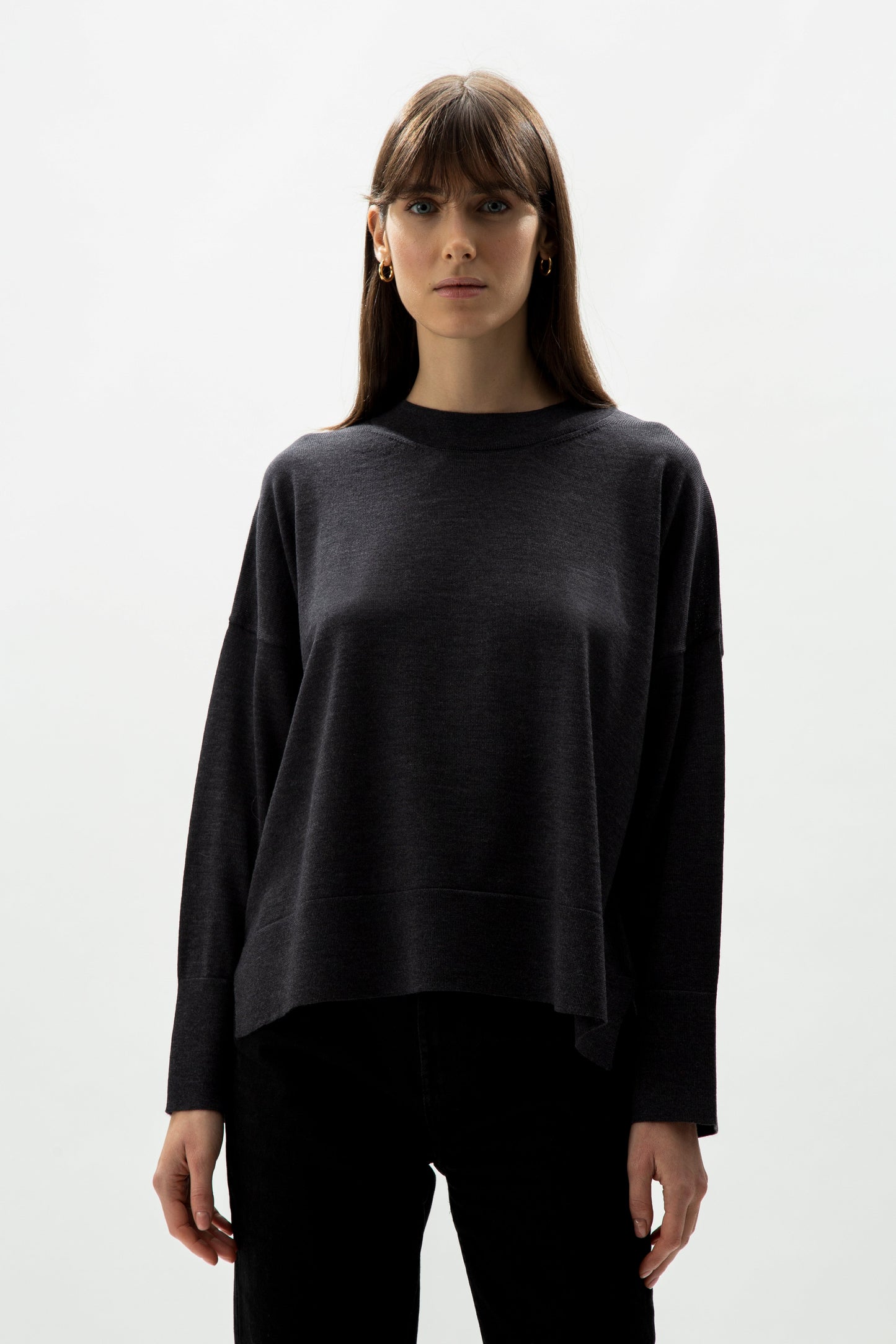 Extra Fine Merino Wool Oversized Crewneck Sweater 