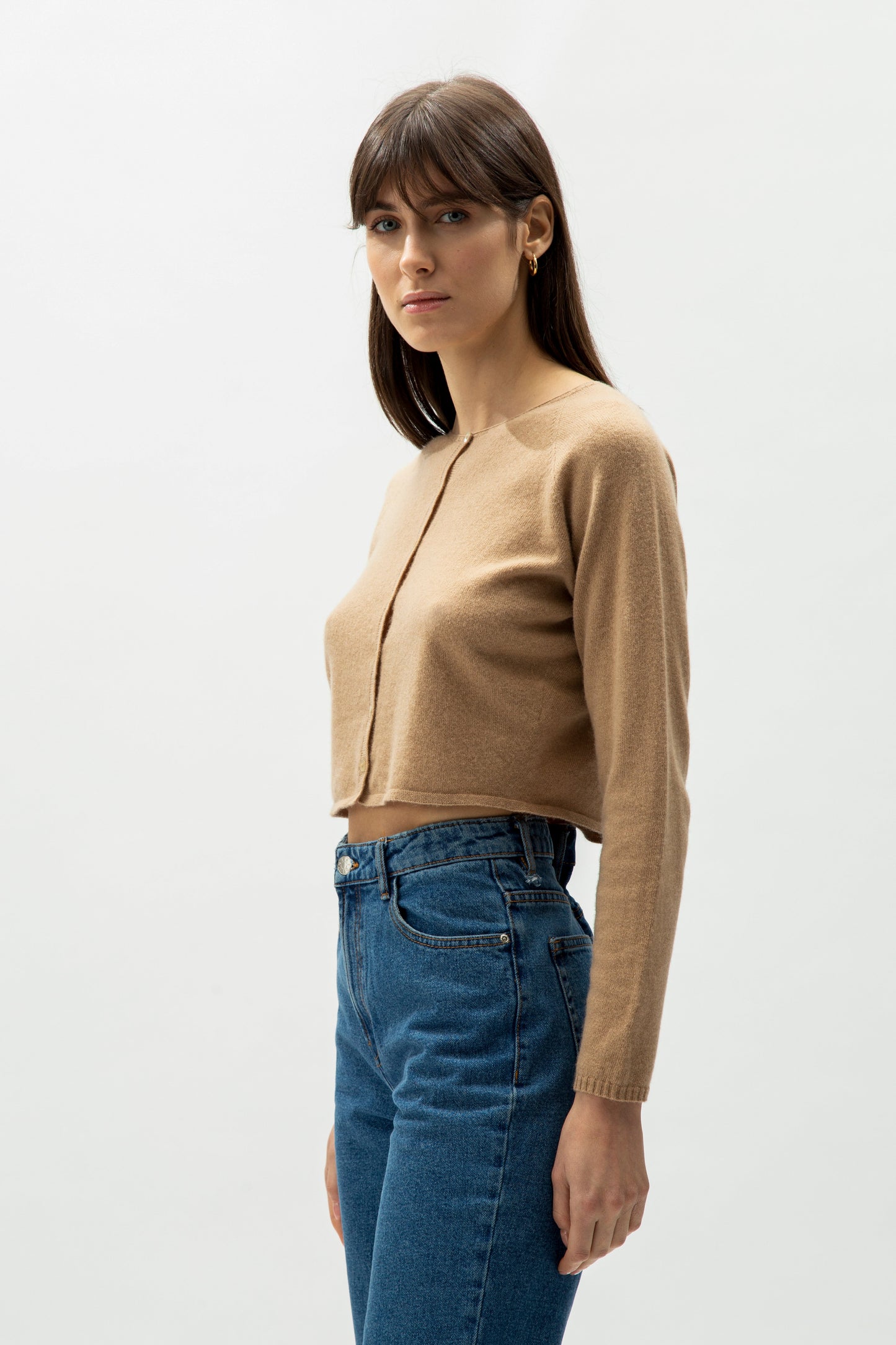 Cashmere Mix Cropped Cardigan (3D-Knit)