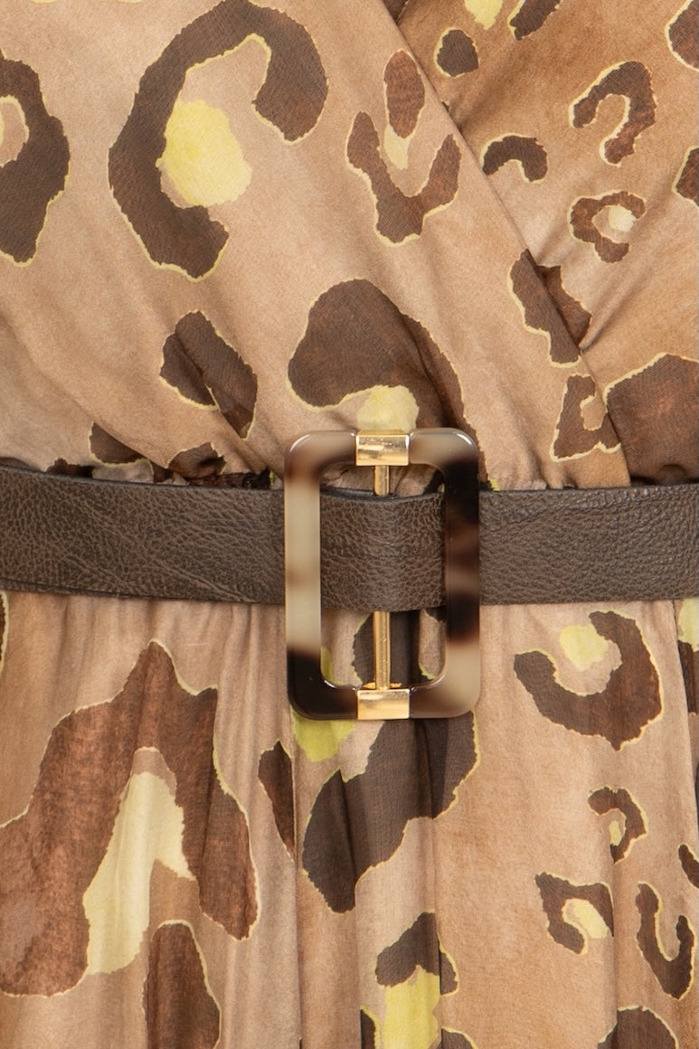 Abito animalier con cintura NO-Nà