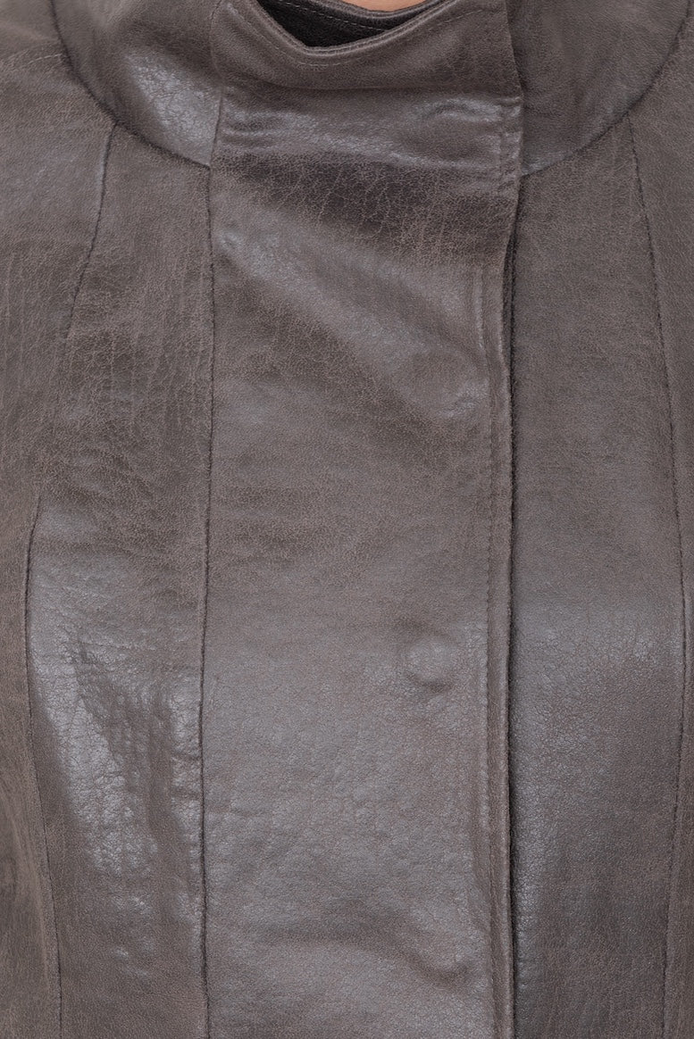 Giacca ecopelle con automatici