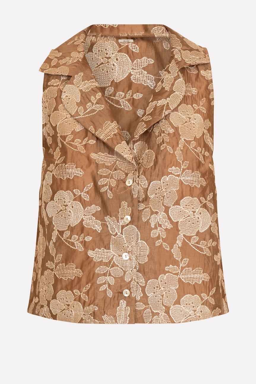 top ricamo fiori con collana no-nà