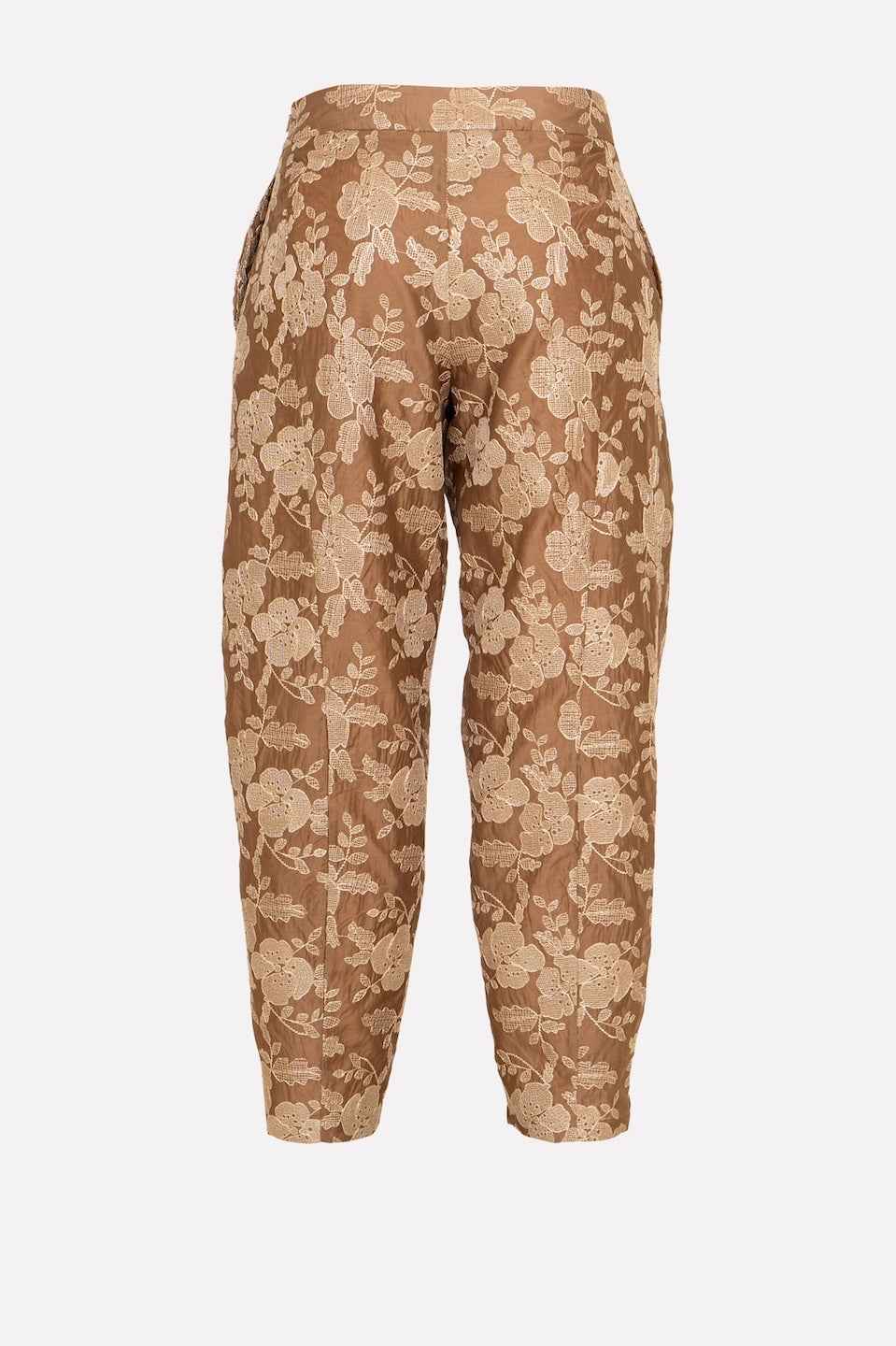 pantaloni ricamo fiori No-nà