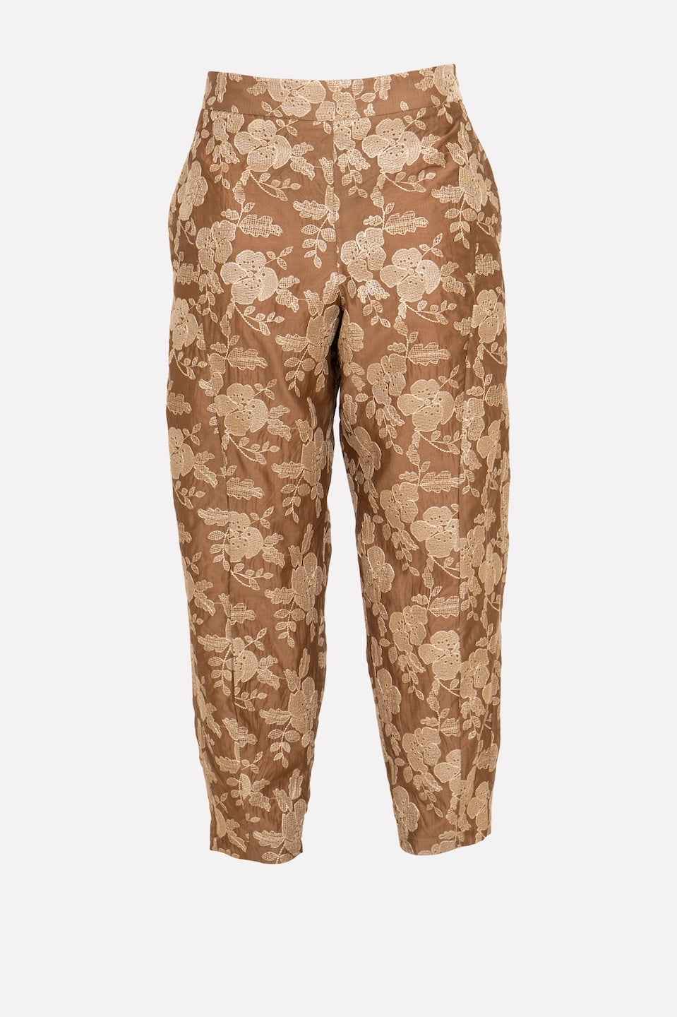 pantaloni ricamo fiori No-nà