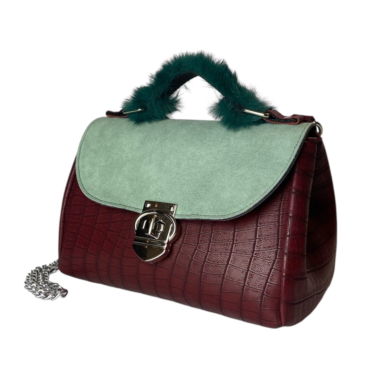 Mini Miura Bordeaux & Verde Salvia - Borsa donna a mano e tracolla