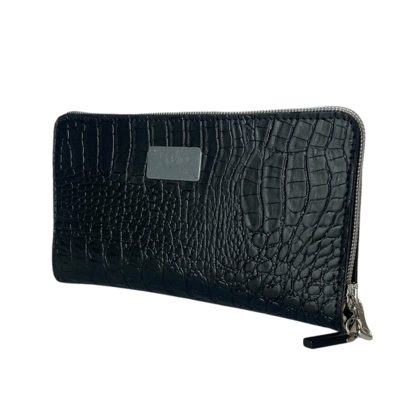 Portafoglio Maxi Nero Coccodrillo - Portafoglio donna