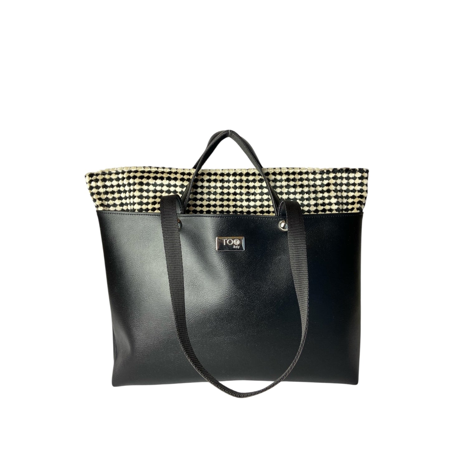 Shopper Black & Pied de Poule - Borsa donna a mano e spalla