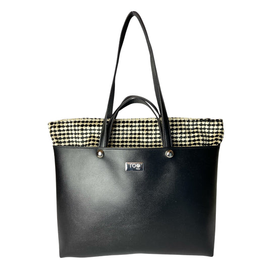 Shopper Black & Pied de Poule - Borsa donna a mano e spalla