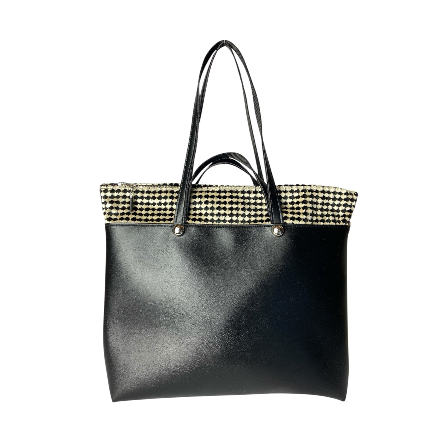 Shopper Black & Pied de Poule - Borsa donna a mano e spalla