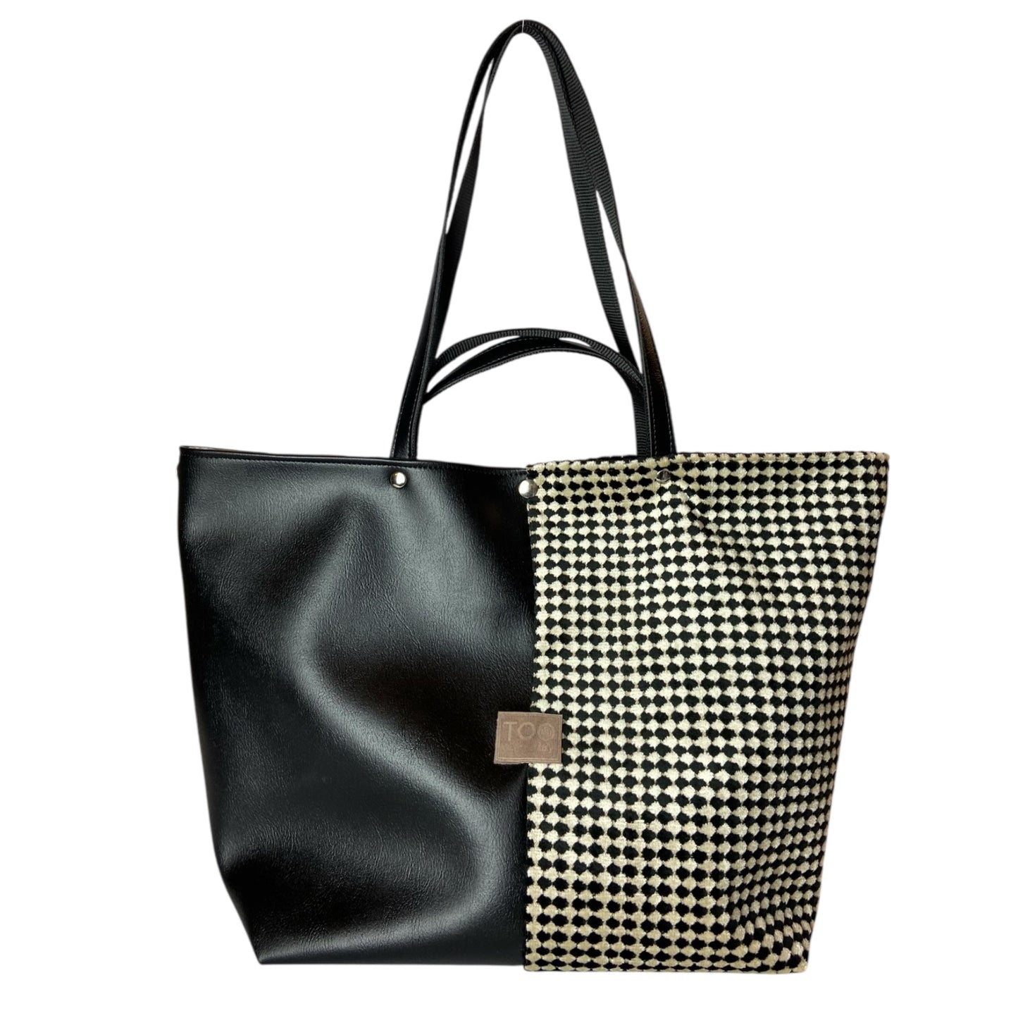 Tote Pied-de-Poule Black - Borsa donna a mano e a spalla