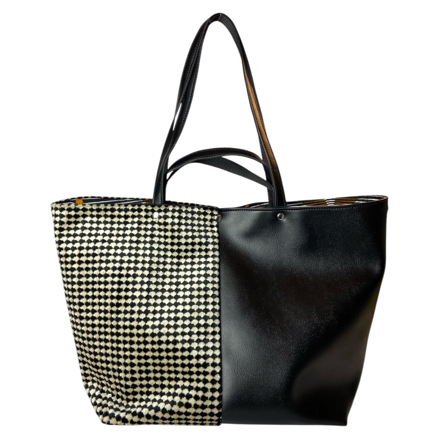 Tote Pied-de-Poule Black - Borsa donna a mano e a spalla