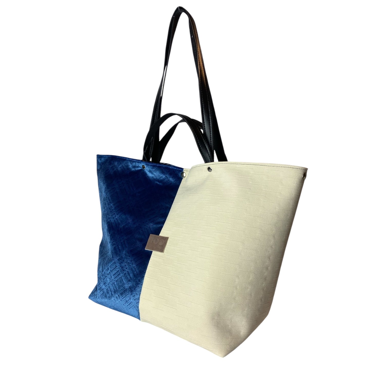 Tote Blue & Cream - Borsa donna a mano e a spalla