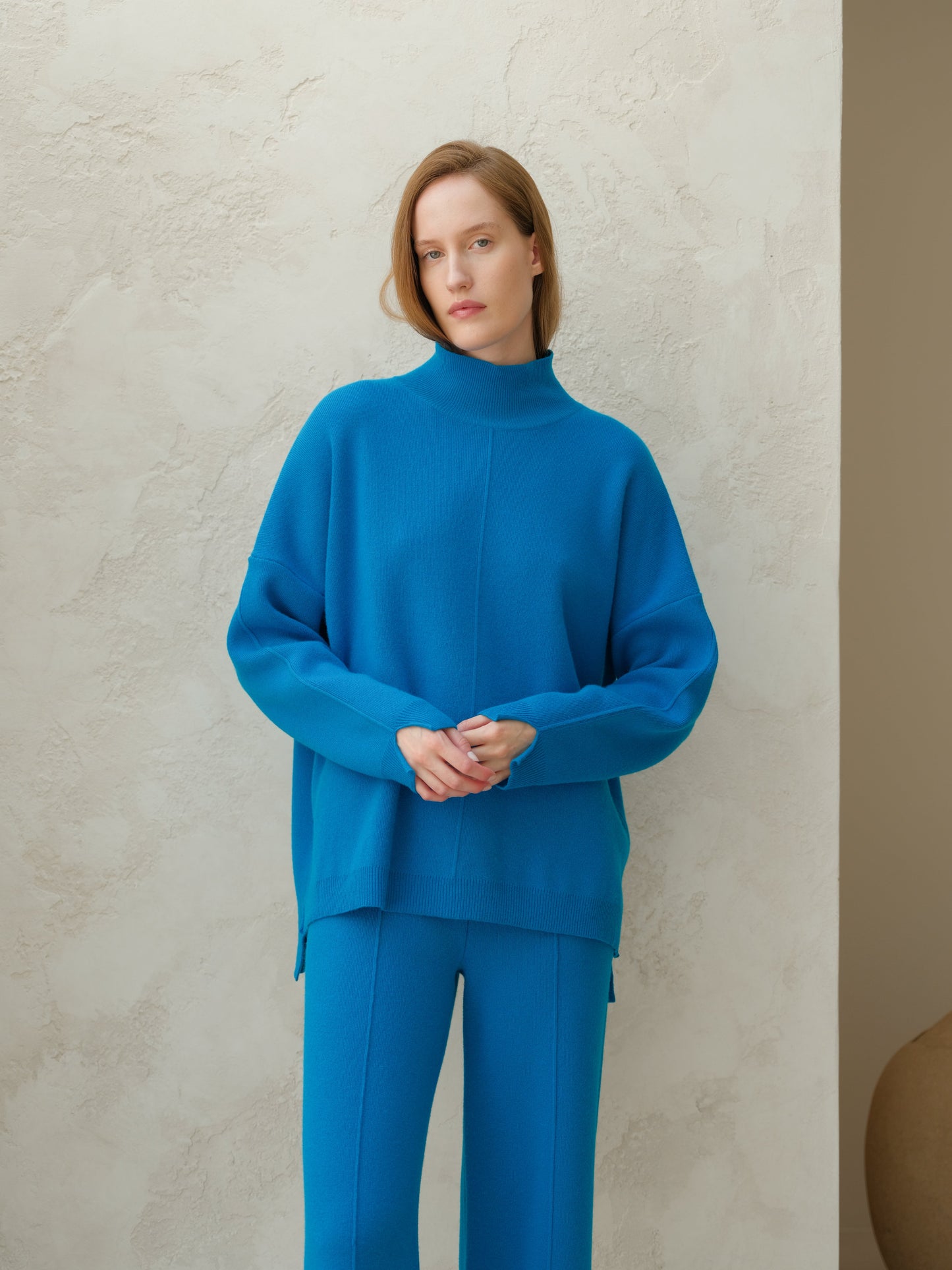 Cashmere Mix Solid Maxi Turtleneck Sweater