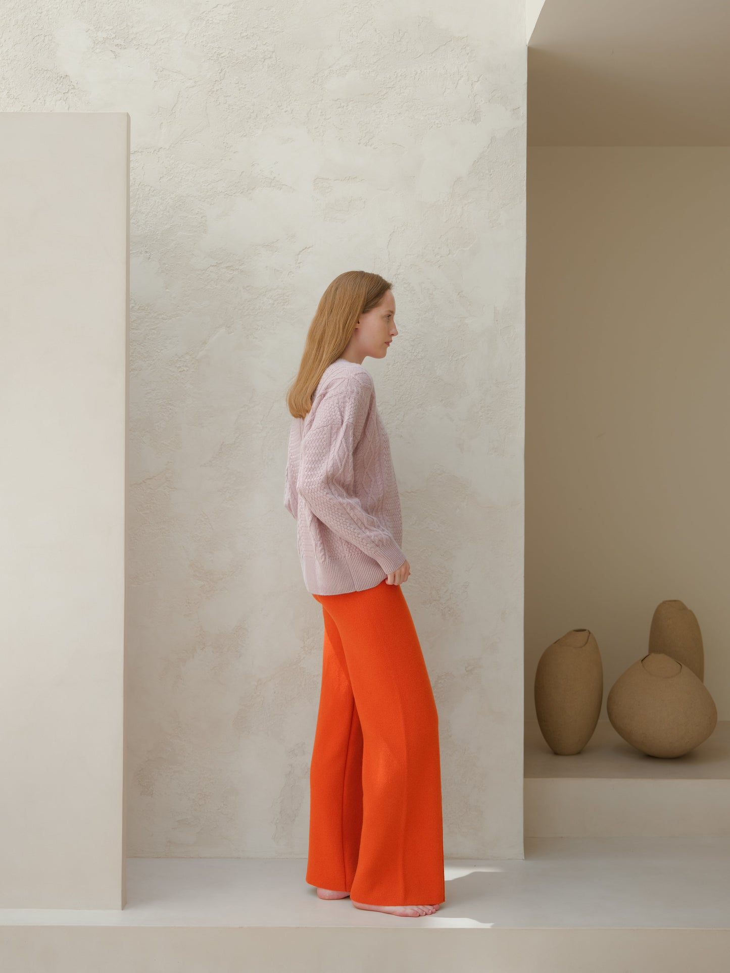 Cashmere Mix Fisherman Crewneck Sweater