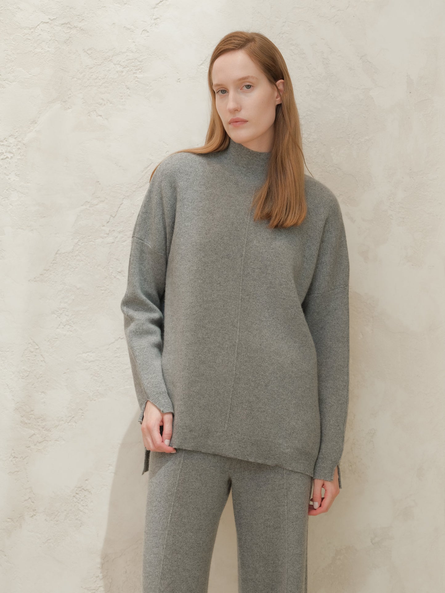 Cashmere Mix Solid Maxi Turtleneck Sweater