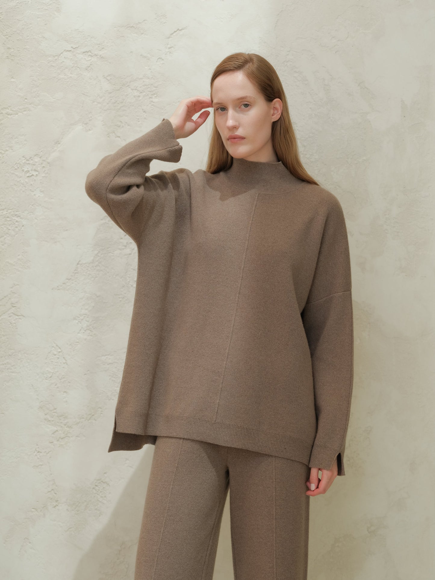 Cashmere Mix Solid Maxi Turtleneck Sweater